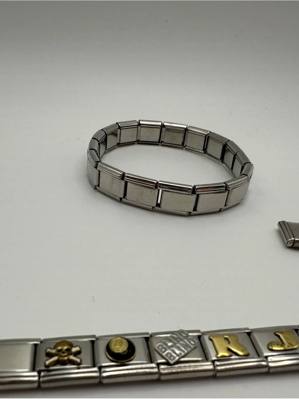 Stainless Steel Italian Charm Link Bracelet - Silver & Gold